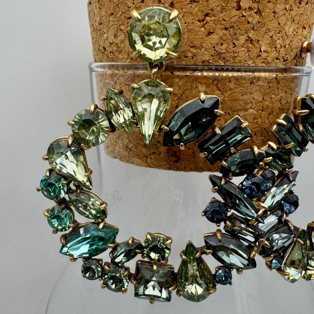 J Crew Mixed Crystal Circle Statement Earrings - … - image 3